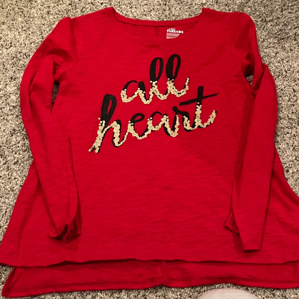 Epic Threads - Red Long Sleeve Top with Sequin Design -